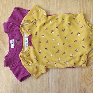 Nicole Miller Mustard Yellow Floral Baby Bodysuit